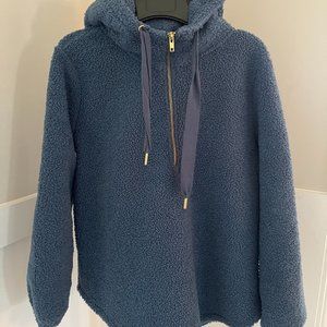 Loft Petite Sherpa Half-Zip Pull Over Hoodie - Size PM